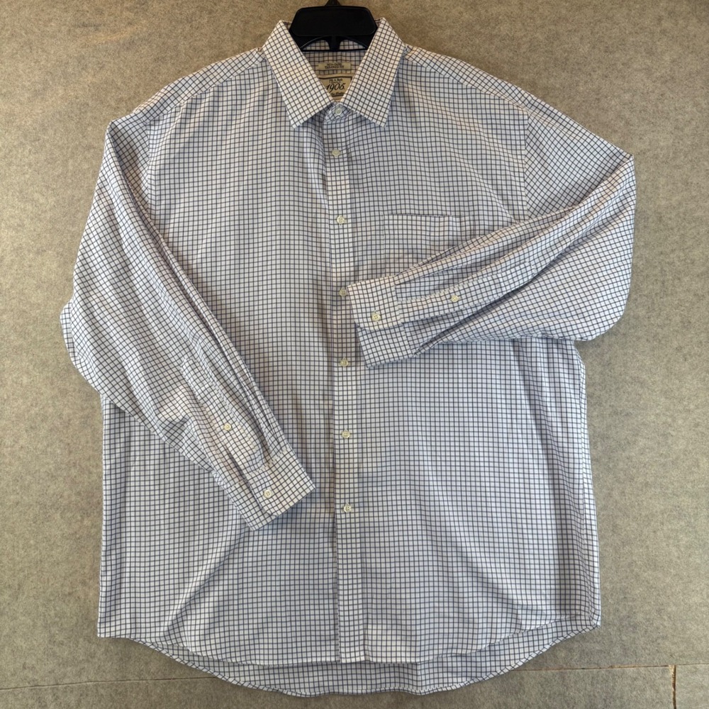 Jos. A. Bank Dress Shirt 17.5 34 1905 Tailored Fit Non-Iron Purple Check 0466 - Picture 2 of 8